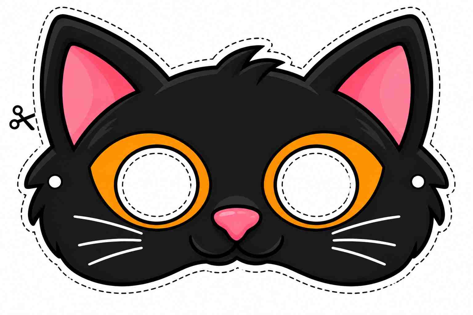 Máscara de gatinho preto para imprimir