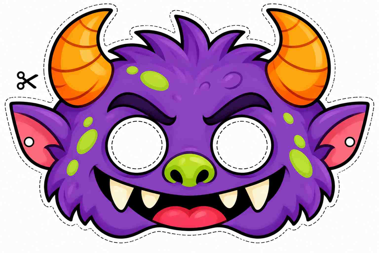 Máscara de monstro colorido para imprimir