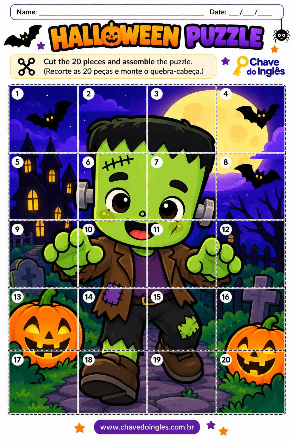 Quebra-cabeça Little Frankenstein para imprimir