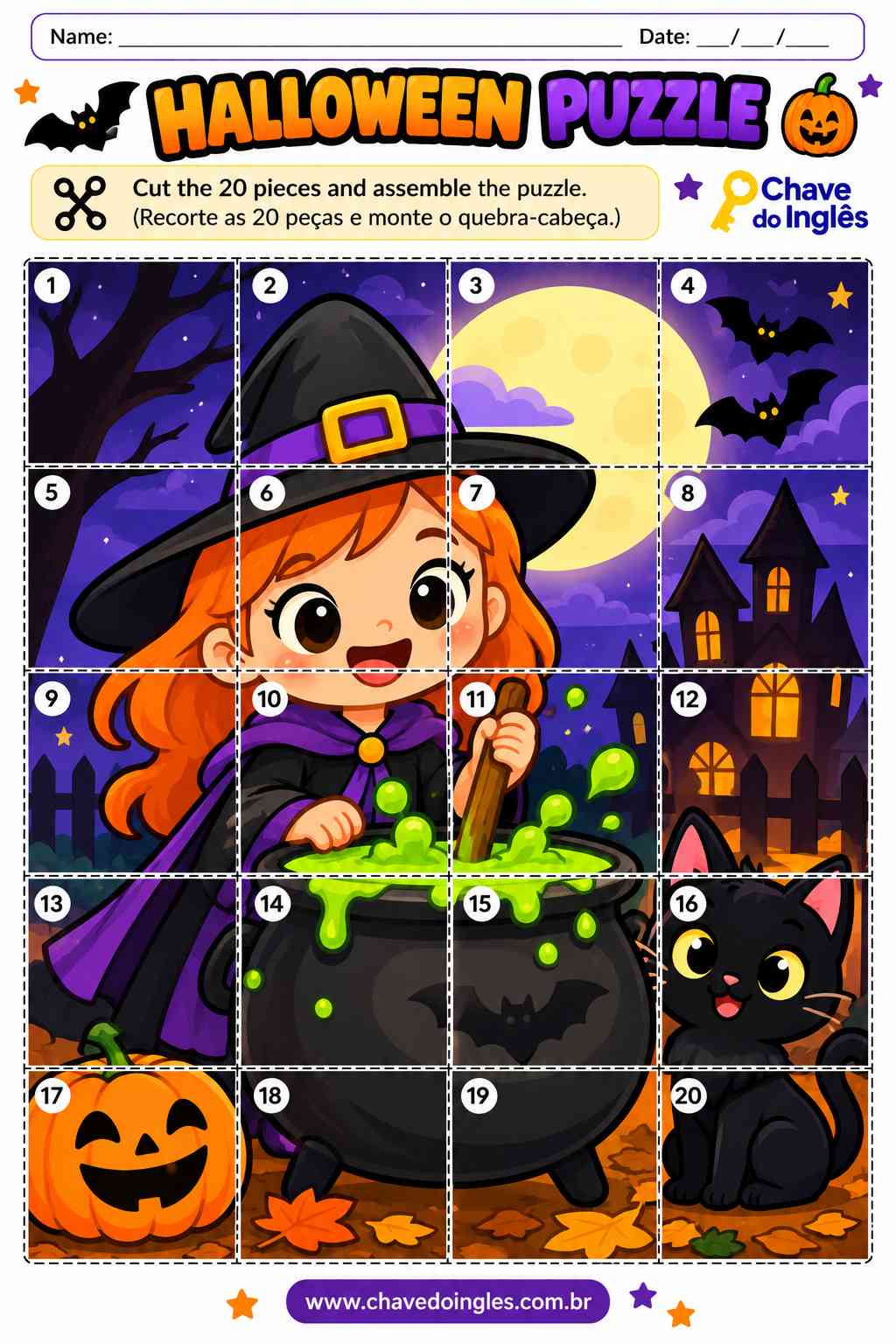 Quebra-cabeça de bruxa de Halloween