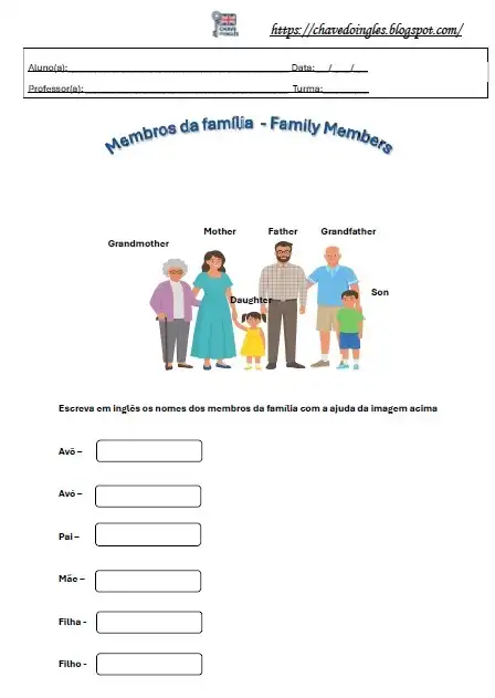 Atividade de membros da família em inglês