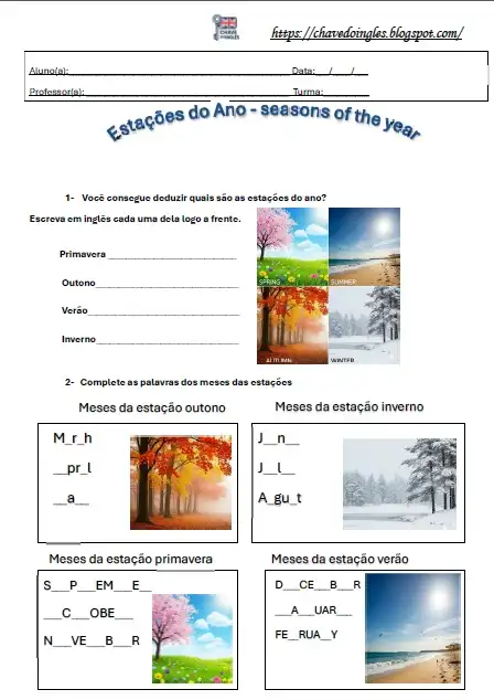 Atividade de estações do ano em inglês