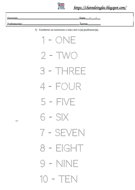 Atividade de inglês para 1º ano