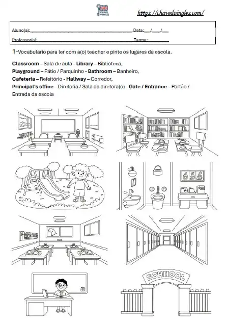 Atividade sobre a escola em inglês