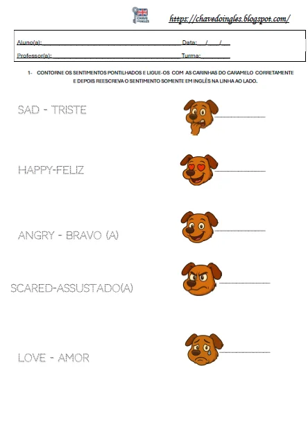 Atividade de inglês para 1º ano