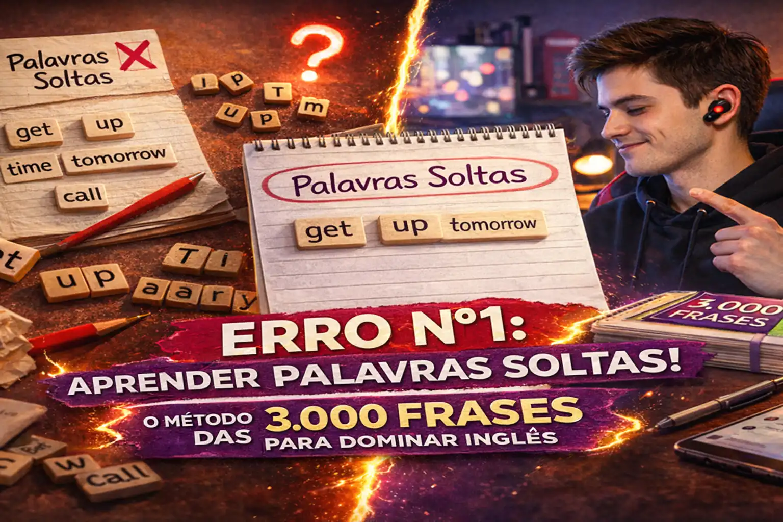 Comparação entre palavras soltas e frases completas para aprender inglês