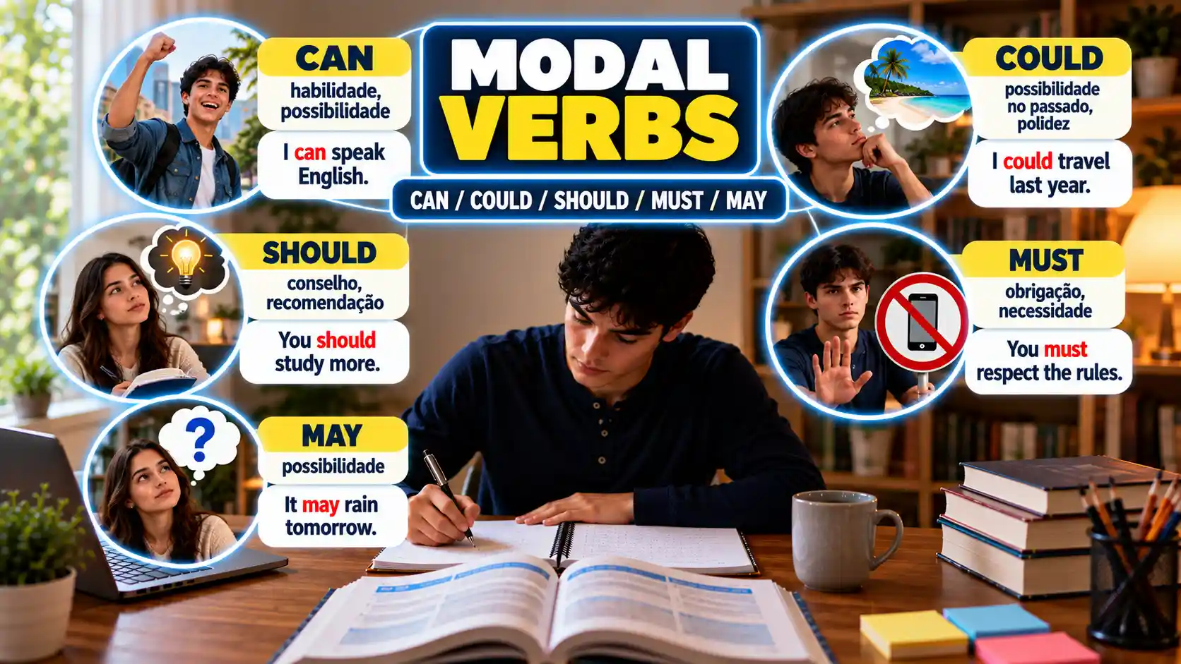Modal Verbs em Inglês: Can, Could, Should, Must e May