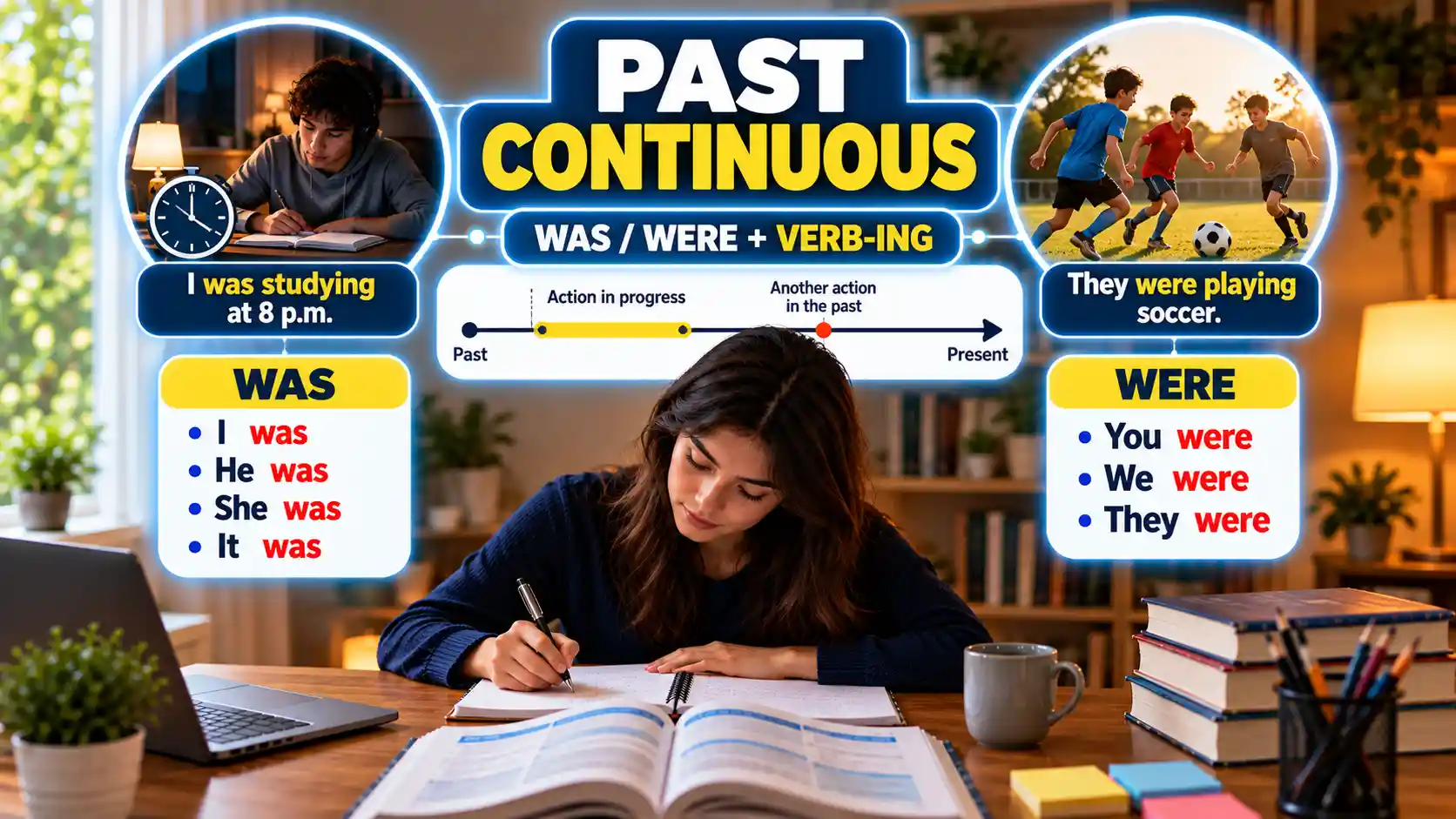 Past Continuous em Inglês: Regras e Exemplos Práticos